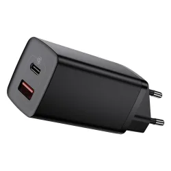Caricatore da rete Baseus GaN2 Lite, 65W, 3A, 1 x USB-A - 1 x USB-C, Nero CCGAN2L-B01