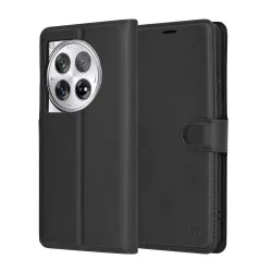 Custodia per OnePlus 12, Techsuit, Leather Folio, Nera