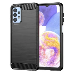 Custodia per Samsung Galaxy A23 5G A236 / A23 A235, Techsuit, Carbonio, Nera