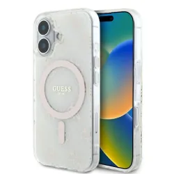 Custodia MagSafe per Apple iPhone 16, Guess, IML 4G Background, Bianca