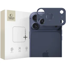 Cornice di protezione per la fotocamera posteriore Tech-Protect Camalloy Fit+ per Apple iPhone 17 Pro Max, Alluminio, Blu marino