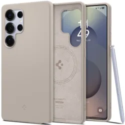 Custodia MagSafe per Samsung Galaxy S25 Ultra S938, Spigen, Silicone Fit, Beige ACS09165