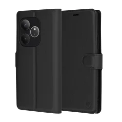 Custodia per Realme GT 6T / GT 6, Techsuit, Leather Folio, Nera