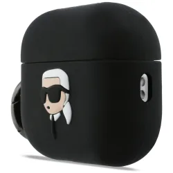 Custodia Karl Lagerfeld 3D Karl's Head per Apple Airpods Pro 3, Nera