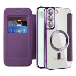 Custodia MagSafe per Samsung Galaxy S22+ 5G S906, Techsuit, SmartMag Book, Viola