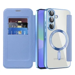 Custodia MagSafe per Samsung Galaxy A37 5G, Techsuit, SmartMag Book, Blu