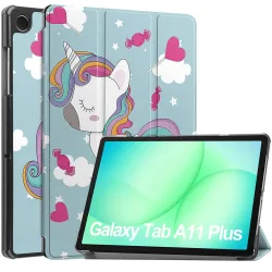 Custodia per Samsung Galaxy Tab A11+ / Tab A9+, Techsuit, FoldPro Unicorn, Multicolore