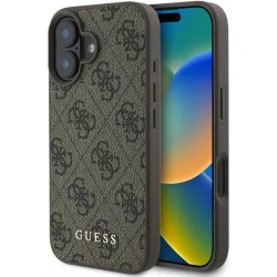 Custodia per Apple iPhone 16, Guess, 4G Classic, Marrone