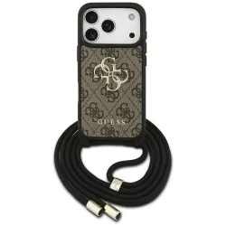 Custodia per Apple iPhone 17 Pro, Guess, Crossbody Cord 4G Big Log, Marrone
