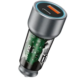 Caricabatterie da auto Dudao R4T, 30W, 3A, 1 x USB-A - 1 x USB-C, Grigio