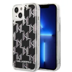 Custodia per Apple iPhone 14, Karl Lagerfeld, Liquid Glitter Monogram, Nera