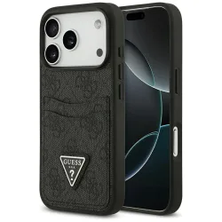 Custodia per Apple iPhone 17 Pro, Guess, 4G Double Card Triangle, Nera