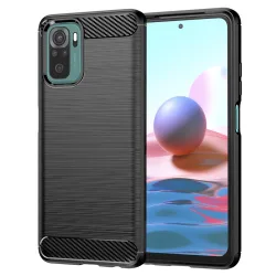 Custodia per Xiaomi Poco M5s / Redmi Note 10S / Note 10, Techsuit, Carbonio, Nera