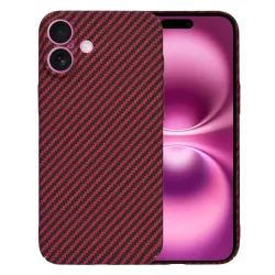 Custodia per Apple iPhone 16 Plus, Techsuit, Carbonite FiberShell, Rossa