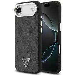 Custodia MagSafe per Apple iPhone 17 Air, Guess, Logo Triangolo 4G, Nera Argentata