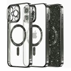 Custodia MagSafe per Apple iPhone 12 Pro, Techsuit, Luxury Glitter, Nera