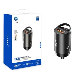 Caricabatterie Auto Lito IN-C03, 30W, 3A, 1 x USB-A - 1 x USB-C, Nero