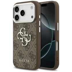 Custodia per Apple iPhone 17 Pro, Guess, Big 4G Logo Classic, Marrone Argentato