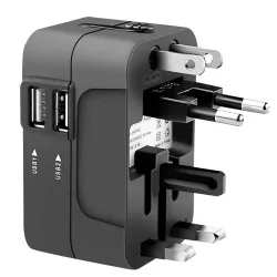 Caricabatterie da Rete Techsuit HHT202 Travel, 10W, 2A, 2 x USB-A, Nero