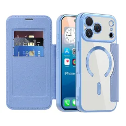 Custodia MagSafe per Apple iPhone 17 Pro Max, Techsuit, SmartMag Book, Blu