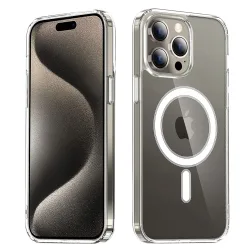 Custodia MagSafe per Apple iPhone 15 Pro Max, Techsuit, Pro, Trasparente