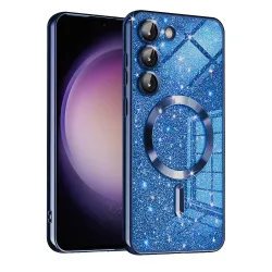 Custodia MagSafe per Samsung Galaxy S23 S911, Techsuit, Luxury Glitter, Blu Scuro