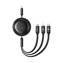 Cavo di Ricarica USB-C - Lightning / microUSB / USB-C Baseus Free2Draw Retrattile, 100W, 1.1m, Nero P10368700111-04