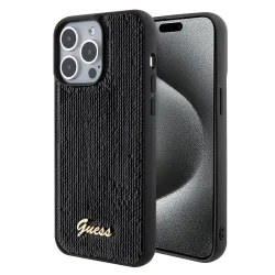 Custodia per Apple iPhone 15 Pro Max, Guess, Sequin Script Logo, Nera