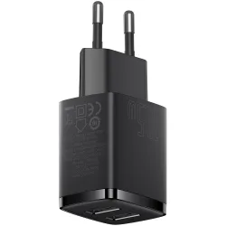 Caricabatterie Rete Baseus Compact, 10.5W, 2.1A, 2 x USB-A, Nero CCXJ010201
