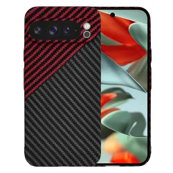 Custodia per Google Pixel 9 Pro XL, Techsuit, Carbonite FiberShell, Nero Rosso