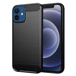 Custodia per Apple iPhone 12 / 12 Pro, Techsuit, Carbonio, Nera