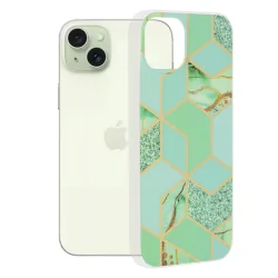 Custodia per Apple iPhone 15 Plus, Techsuit, Marble, Verde