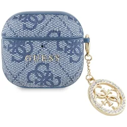 Custodia Guess 4G Strass Charm per Apple AirPods 4, Blu