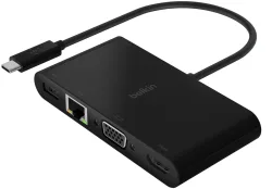 Hub USB-C Belkin Connect, 1 x USB-A 3.0 - 1 x USB-C - 1 x HDMI - 1 x VGA - 1 x RJ45, Nero AVC004btBK