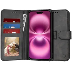 Custodia per Apple iPhone 16 Plus, Techsuit, Diary Book, Nera