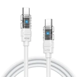 Cavo Dati e Ricarica USB-C - USB-C Lito LD05, 60W, 1m, Bianco