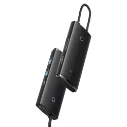Hub USB-C Baseus Lite, 2 x USB-A 3.0 - 1 x USB-C - 1 x HDMI - 1 x SD - 1 x microSD, Nero WKQX050101