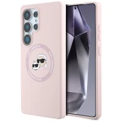 Custodia MagSafe per Samsung Galaxy S25 Ultra S938, Karl Lagerfeld, Silicone Double Heads, Rosa