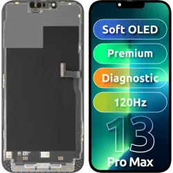 Display con Touchscreen MP compatibile con Apple iPhone 13 Pro Max, con Cornice, Versione Premium Soft OLED FHD 120Hz Diagnostico, Nero
