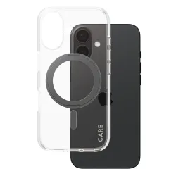Custodia MagSafe per Apple iPhone 16, PanzerGlass, Care Feature Kickstand, Trasparente Nera