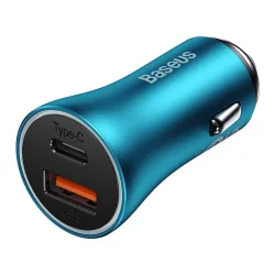 Caricabatterie da auto Baseus Golden Golden Contactor Max, 60W, 3A, 1 x USB-A - 1 x USB-C, blu CGJM000103