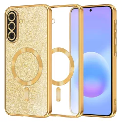 Custodia MagSafe per Samsung Galaxy A57 5G, Techsuit, Luxury Glitter, Dorata