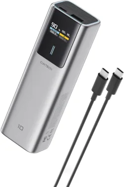 Batteria Esterna Cuktech, 10000mAh, 150W, QC + PD, 1 x USB-A - 1 x USB-C, Grigio CKPB100PGLBK