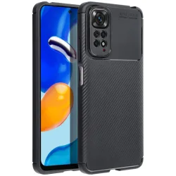 Custodia per Xiaomi Poco C65 / Redmi 13C, OEM, Carbon Premium, Nera