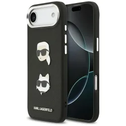 Custodia per Apple iPhone 17 Air, Karl Lagerfeld, Grained Karl & Choupette's Heads Pins and Logo, Nera