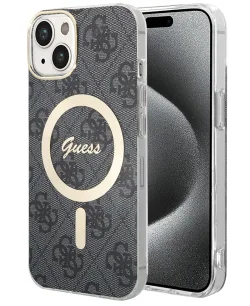 Custodia MagSafe per Apple iPhone 15, Guess, 4G IML, Nera
