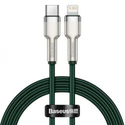 Cavo Dati e Ricarica USB-C - Lightning Baseus Cafule Metal, 20W, 1m, Verde CATLJK-A06