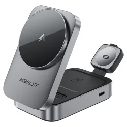 Caricabatterie Wireless Rete Acefast E22 3in1, 22.5W, 1.67A, Grigio