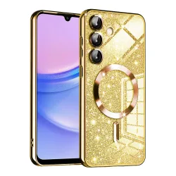 Custodia MagSafe per Samsung Galaxy A15 5G A156 / A15 A155, Techsuit, Luxury Glitter, Dorata