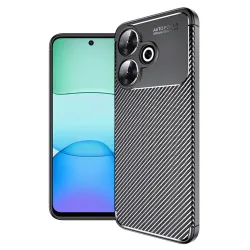 Custodia per Xiaomi Poco M6 4G / Redmi 13, Techsuit, CarbonFiber, Nera